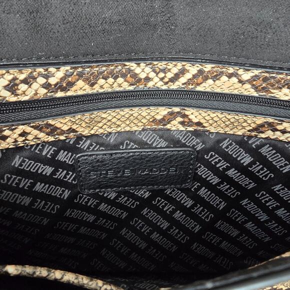 Steve Madden Crossbody Bag or Clutch Brown Tan Snake Print Natural BShannon NWT - Picture 6 of 16